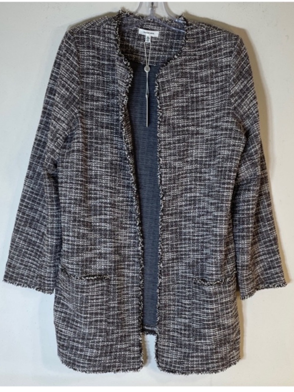 Max Studio Tweed Open-Front Blazer Jacket.